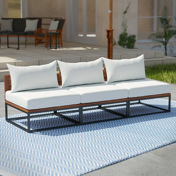 SEI Furniture Taradale Modular Outdoor Sofa with Cushions in White