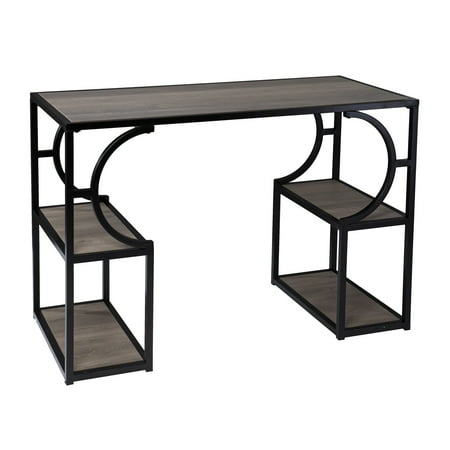 SEI - Tyberton Writing Desk w/ Storage - Natural and black finish