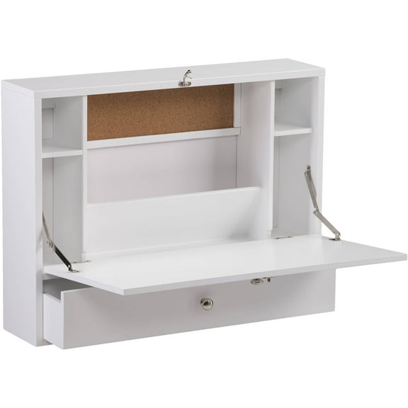 SEI Furniture Wall Mount Folding Floating Desk in White