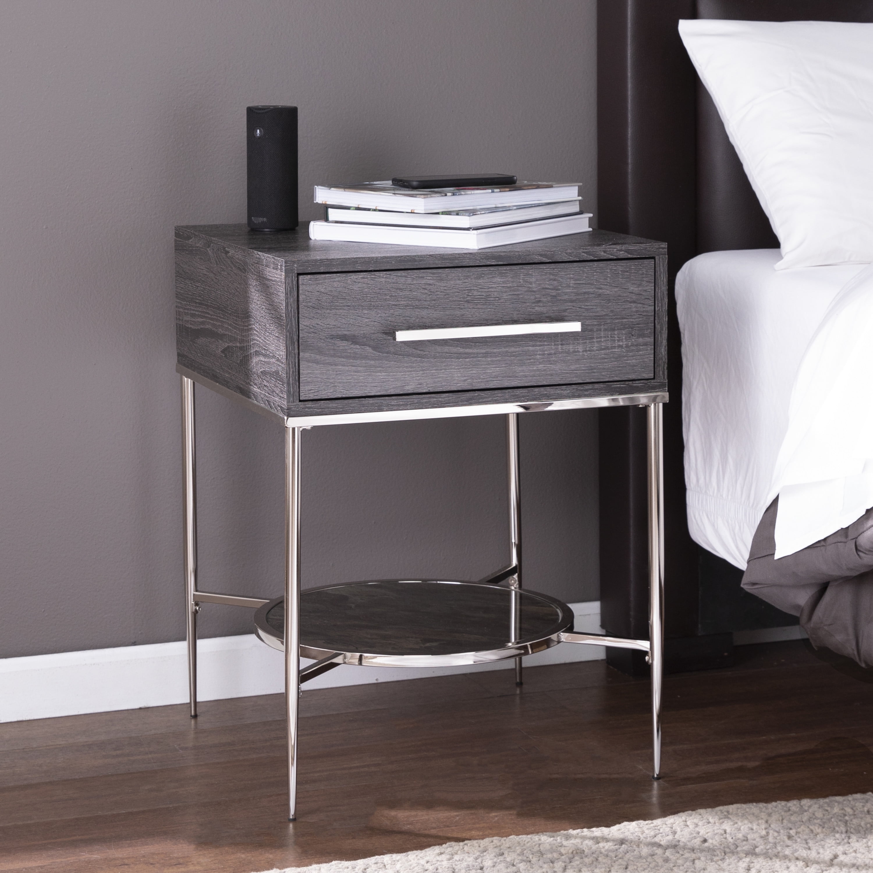 SEI Furniture Waltenson Nightstand with Storage 19.25 x 26 Freestanding Nightstands