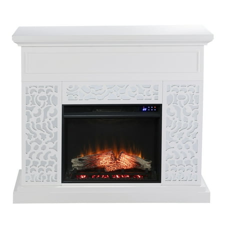 SEI Furniture - Wansford Contemporary Electric Fireplace - White finish w/ mirror