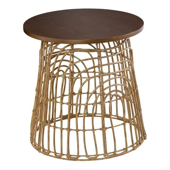 SEI Furniture Weaverdon Round Wood-Top End Table in Natural