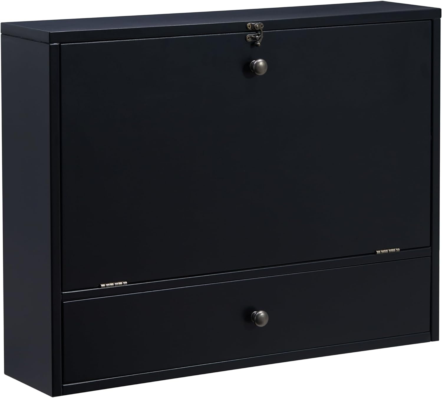 Black Multifunctional Wall Mount Folding Desk with Storage Cubbies