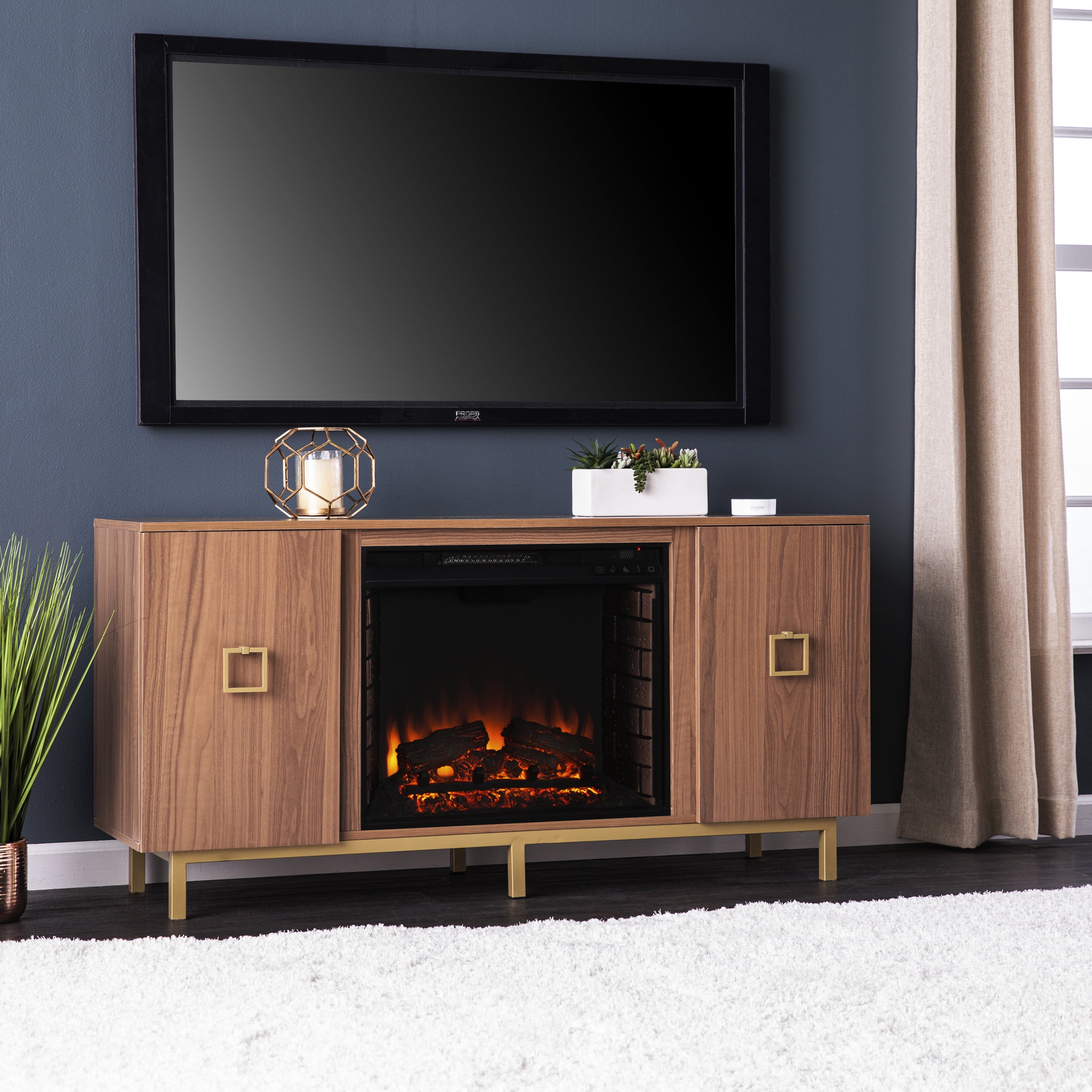 SEI Furniture Yorkville Electric Fireplace w/ Media Storage 54 x 26.75