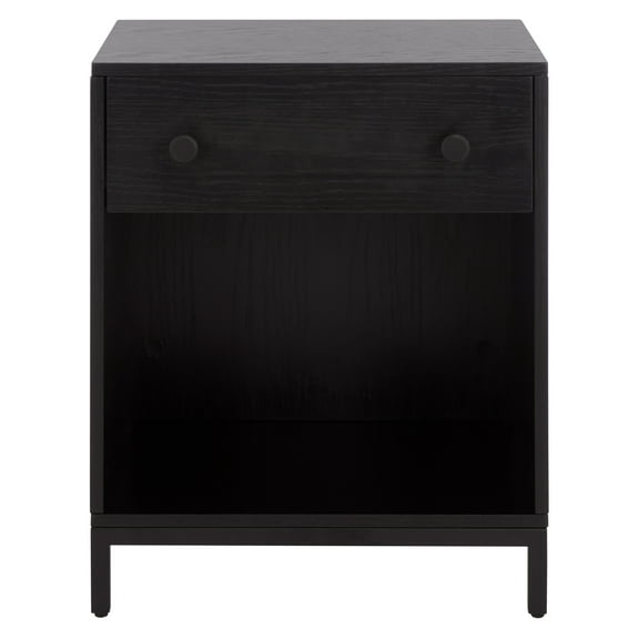 SEI Himalay Mid-Century Nightstand with 1 Drawer and 1 Shelf, Black