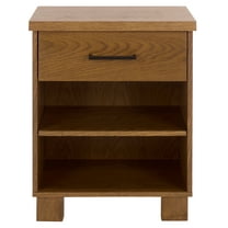 SEI Himanshu Contempoarary Nightstand with 1 Drawer and 2 Shelves, Oak