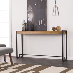 SEI Macen Console - Weathered Gray Oak with Black