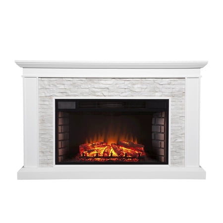 SEI Ledgestone Electric Fireplace with Stacked Faux Stone