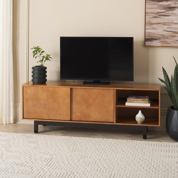 SEI Mainebury Entertainment Center fits up to 56" with Storage, Natural