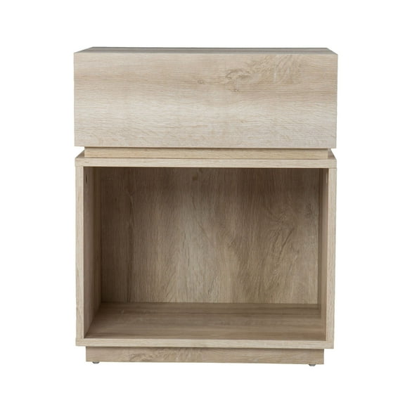 SEI Furniture Mortayne Wooden Charging Side Table in White Washed Oak
