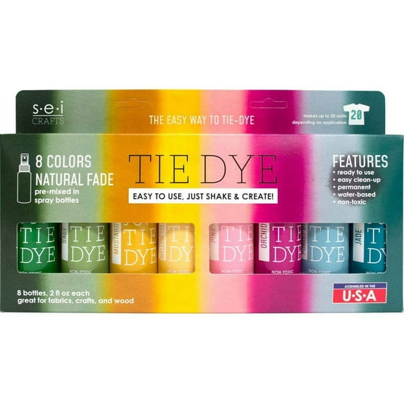 SEI Natural Fade Tie Dye Kit, Craft and Fabric Spray, 8 Colors