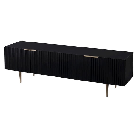 SEI Furniture Pilston 4-Door Media Console, 18-1/2"H x 60"W x 15-1/2"D, Black/Gold