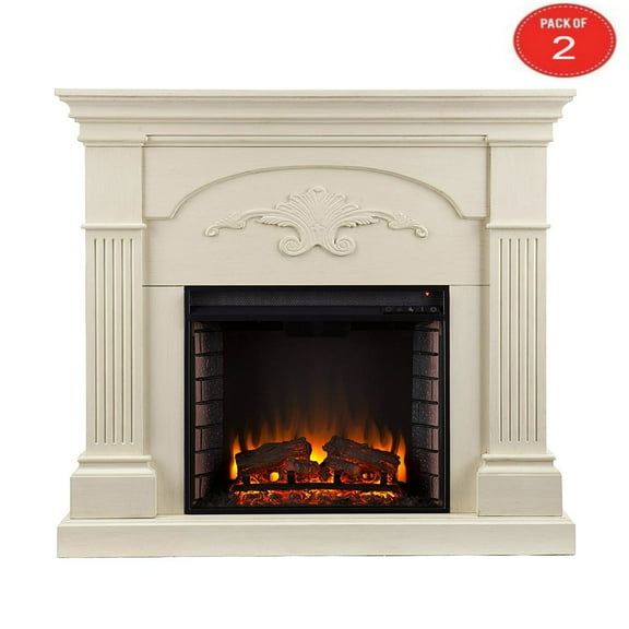 SEI Southern Enterprises Sicilian Harvest Electric Fireplace, Ivory Finish (Pack of 2)