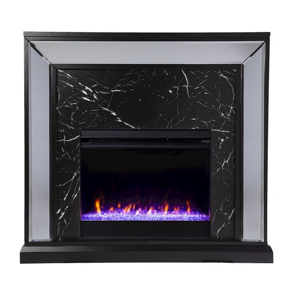 SEI Trandling Mirrored Faux Marble Color Changing Fireplace