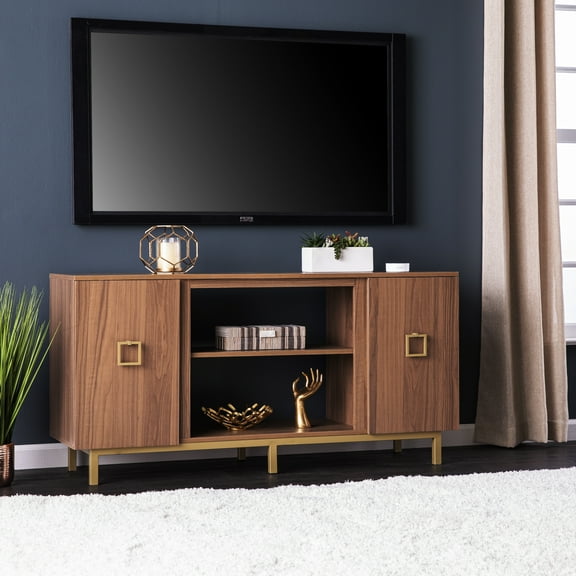 SEI Yorkville Entertainment Center fits up to 52" with Storage, Natural/Gold