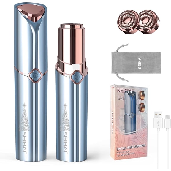 SEIHAI Hair Removal Device(2025), Facial Hair Removal for Women, Rechargeable Hair Remover for Women, Facial Hair Remover for Face, Upper Lip, Chin, Included 2 x Replacement Heads