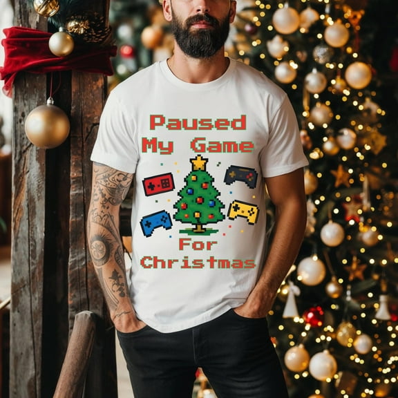 SEIKEMS Funny Gamer Unisex T-Shirt, Christmas Gaming Tee, Video Game Lover Shirt, Holiday Gamer Top, Game Addict Gift