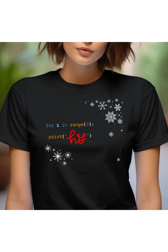 Funny Python Code 'Ho Ho Ho' T-shirt - Geeky Holiday Tee - Programmer Humor Gift - Unique Christmas Apparel for code developers and students