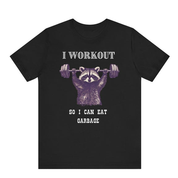 SEIKEMS Funny Raccoon T-Shirt, Unisex Tee, Workout Junk Food Lover Gift, Vintage Style Shirt, Weightlifting Humor, Gym Apparel