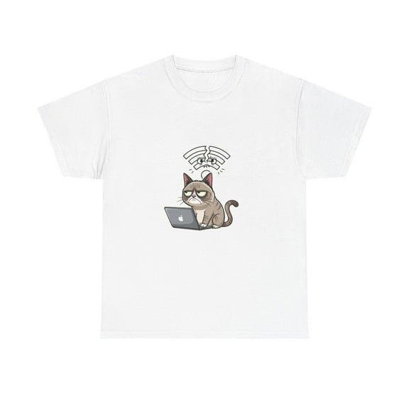SEIKEMS Grumpy Cat WiFi Problems Meme T-Shirt for Internet Lovers