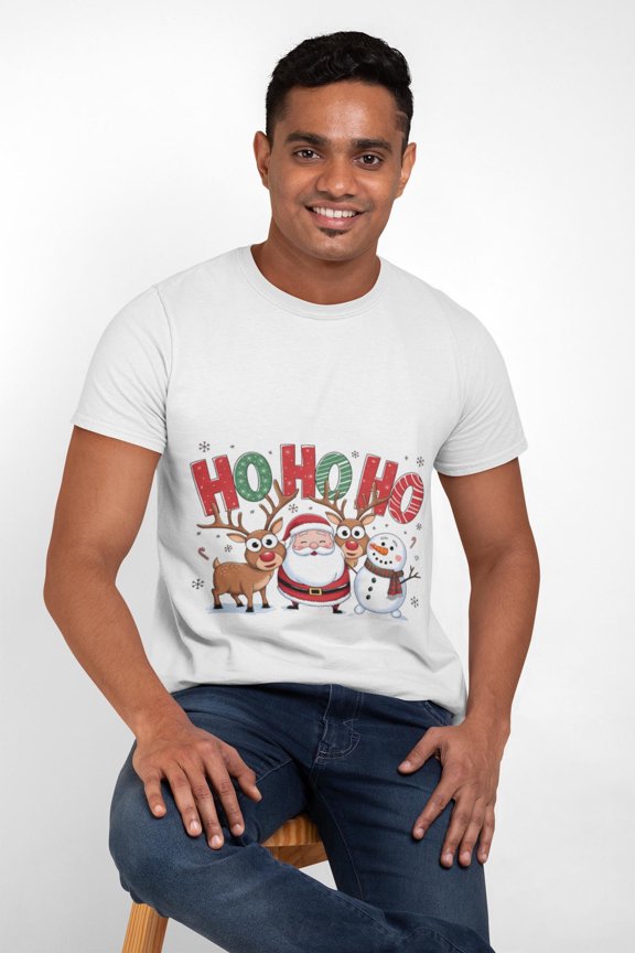 Ho Ho Ho Christmas Shirt, Santa Reindeer Snowman Tee, Cute Family Holiday Outfit, Funny Xmas Shirt, Matching Christmas Party Tee