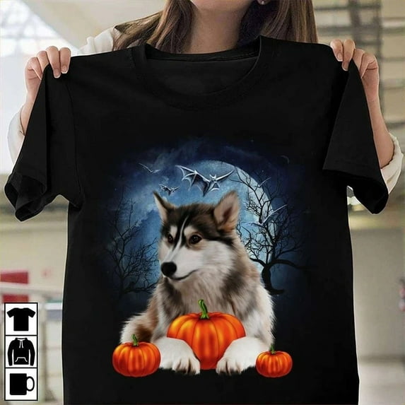 SEIKEMS Husky Pumpkin Halloween Night, Halloween Costume New Hot Gift Shirt