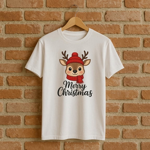 SEIKEMS Merry Christmas Reindeer Shirt | Cute Holiday Deer T-Shirt | Funny Xmas Graphic Tee | Festive Winter Family Top