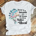 thumbnail image 1 of SEIKEMS Never Underestimate An Old Woman With Native Blood Native American T-shirt, 1 of 4