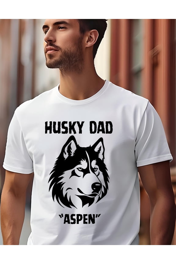 Personalized Husky Dad Or Mom T-Shirt, Unisex Pet Lover Tee, Gift for Dog Owners, Father's Day Apparel, Alaskan Husky Lover