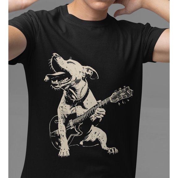 SEIKEMS Rock Dog Guitar T-Shirt: Funny Musician Pet Tee