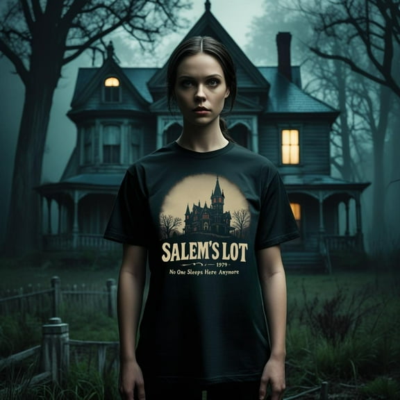 SEIKEMS Salem's Lot 1979 T-Shirt - No One Sleeps Here Anymore - Vintage Horror Mansion Tee, Spooky Gothic House Shirt, Halloween Gift