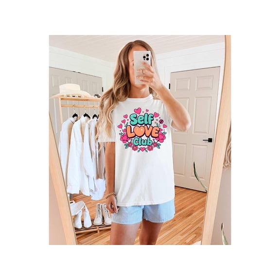 SEIKEMS Self Love Club T-Shirt | Retro Positive Vibes Graphic Tee | Health Awareness Top | Vintage Aesthetic Gift Shirt