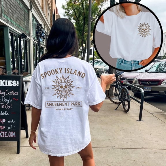 SEIKEMS Spooky 2 Sides Shirt, Spooky Disco Skull Tee, Summerween Tshirt, 90s Vintage Halloween Shirt