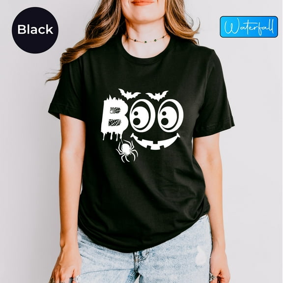 SEIKEMS Spooky Halloween Boo Decor Tshirt, Halloween Boo Cute Shirt, Perfect For Halloween Parties Shirt, Boo Graphic Halloween Tee,Ghost Themed Tee