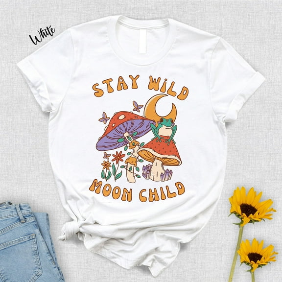 SEIKEMS Stay Wild Moon Child Shirt: Vintage Frog Cottagecore Tee