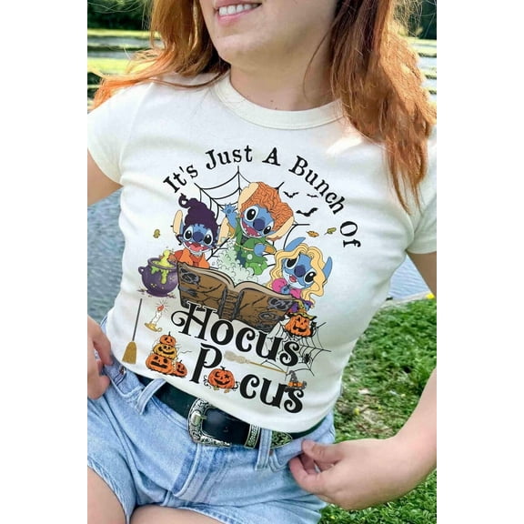 SEIKEMS Stitch It's Just A Bunch Of Hocus Pocus Halloween Shirt, Stitch Halloween Hocus Pocus Shirt, Disneyland Halloween Shirt, Witch Stitch Shirt