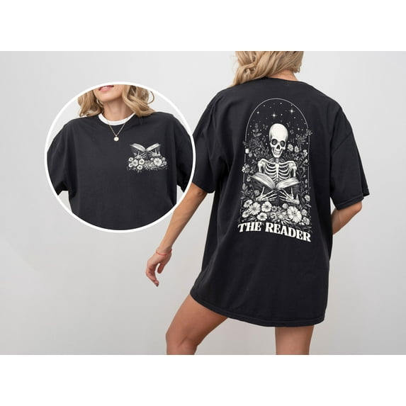 SEIKEMS The Reader Shirt, Skeleton Reading Shirt, Romance Reader Shirt, Book Lover Gift, Bookish Gift, Gift For Reader, Book Club Gift, Reading