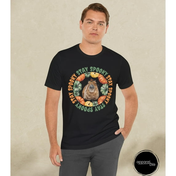 SEIKEMS Unisex Spooky Capybara Shirt, Capybara Halloween Tank Top, Stay Spooky Animal Graphic T-shirt, Unique Rodent Tshirt, Cute Capybara Gift