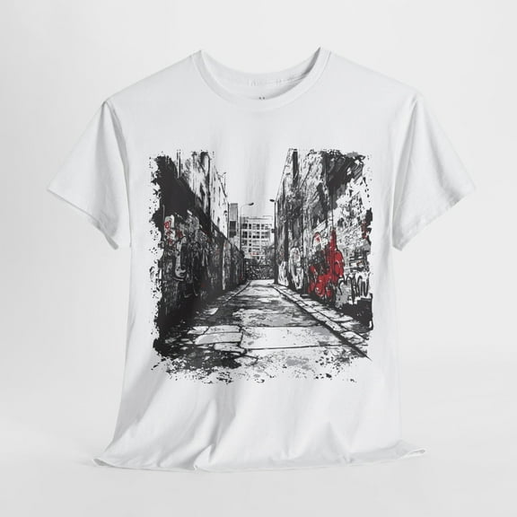 SEIKEMS Urban Alley Graffiti T-Shirt – Gritty City Street Art Tee – Unisex Heavy Cotton Shirt