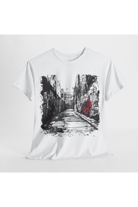 Urban Alley Graffiti T-Shirt – Gritty City Street Art Tee – Unisex Heavy Cotton Shirt