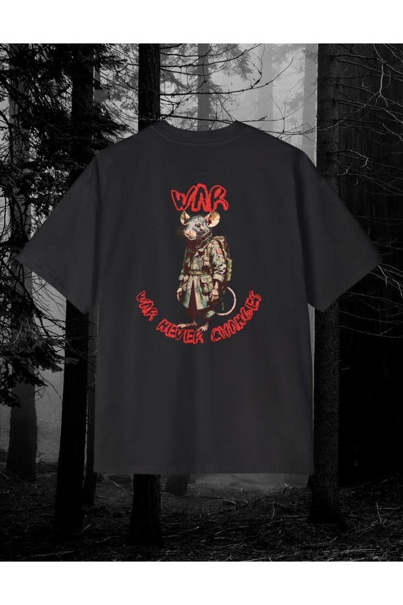 Vintage 80s Campy Horror T-Shirt | Oversized Graphic Tee | War Never Changes Rat Soldier Shirt | Dark Aesthetic Streetwear | Alt Grunge