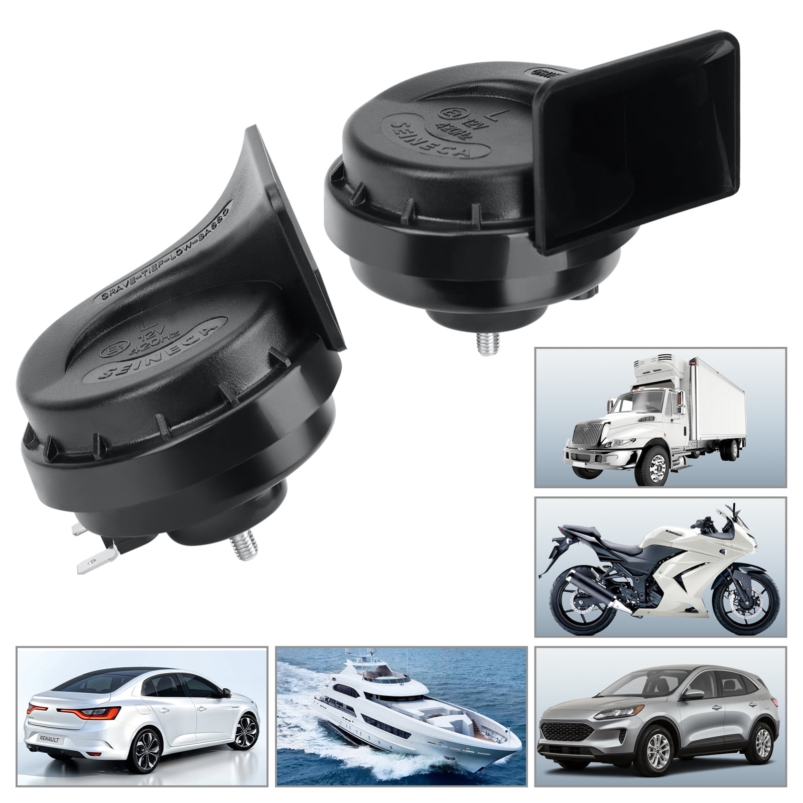 SEINECA Snail Car Horn Waterproof 12V Loud Dual-Tone Electric Horn Kit  Universal Fit for Car Motorcycle Pickup RV SUV MPV Van.