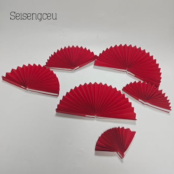 SEISENGCEU Paper party decorations Exquisite and Elegant Red Fans, 6Pcs