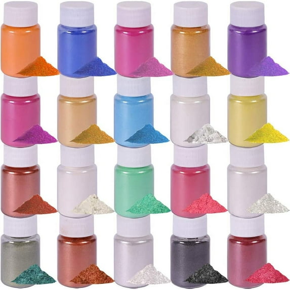SEISSO 20 Colors Mica Powder Coloring Pigment Variety Natural Dye Set for Epoxy Resin / DIY Cosmetic / Soap Making / Paint / Nail Arts Polish / Candle Making /Slime (10g/0.35oz)