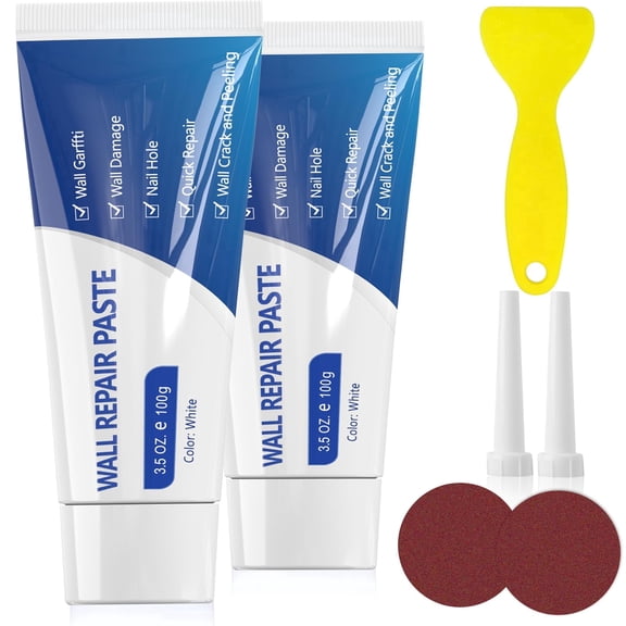 SEISSO Drywall Repair Kit with Scraper, 100g*2 Wall Spackle Repair Paste, Wall Mending Agent, Easy to Fill Holes in Home Wall and Quick Repair Crack, Plaster Wall Repair