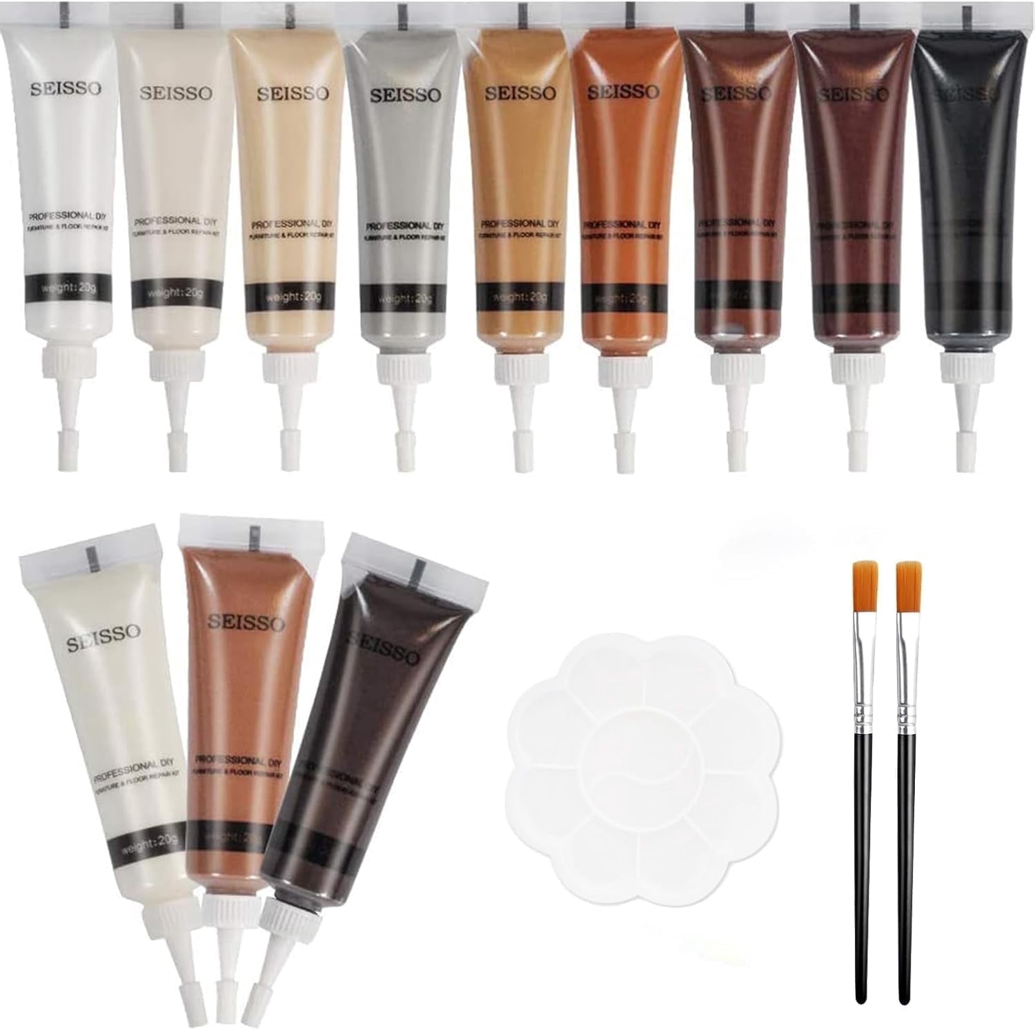 SEISSO Wood Filler 12 Color, Wood Repair Filler Kit Furniture Touch Up ...