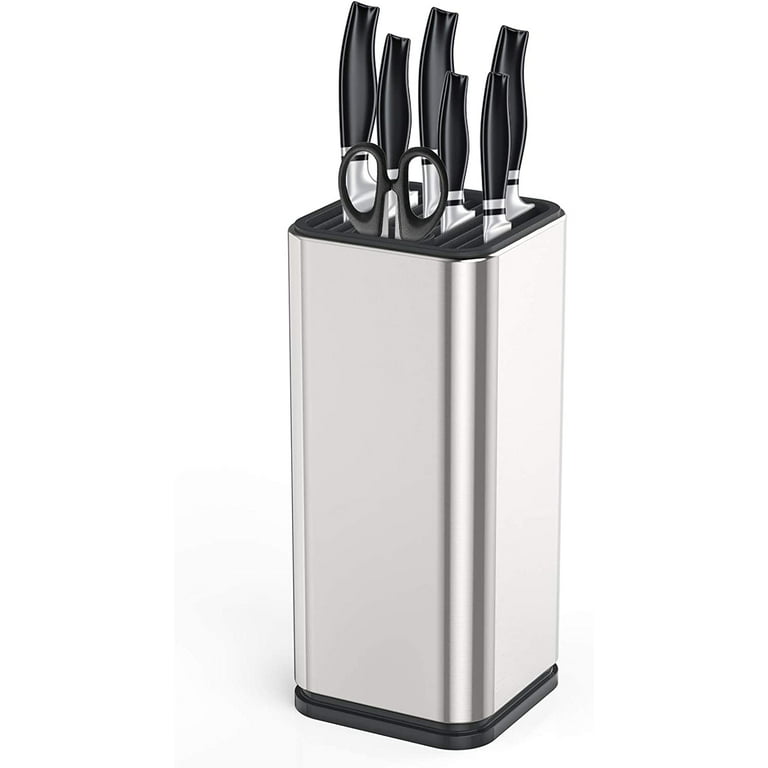 Stainless Steel Universal Knife Block Holder with Slots, Space Saver Knife  Storage without Knives, Detachable for Easy Cleaning, Square Knife Holder