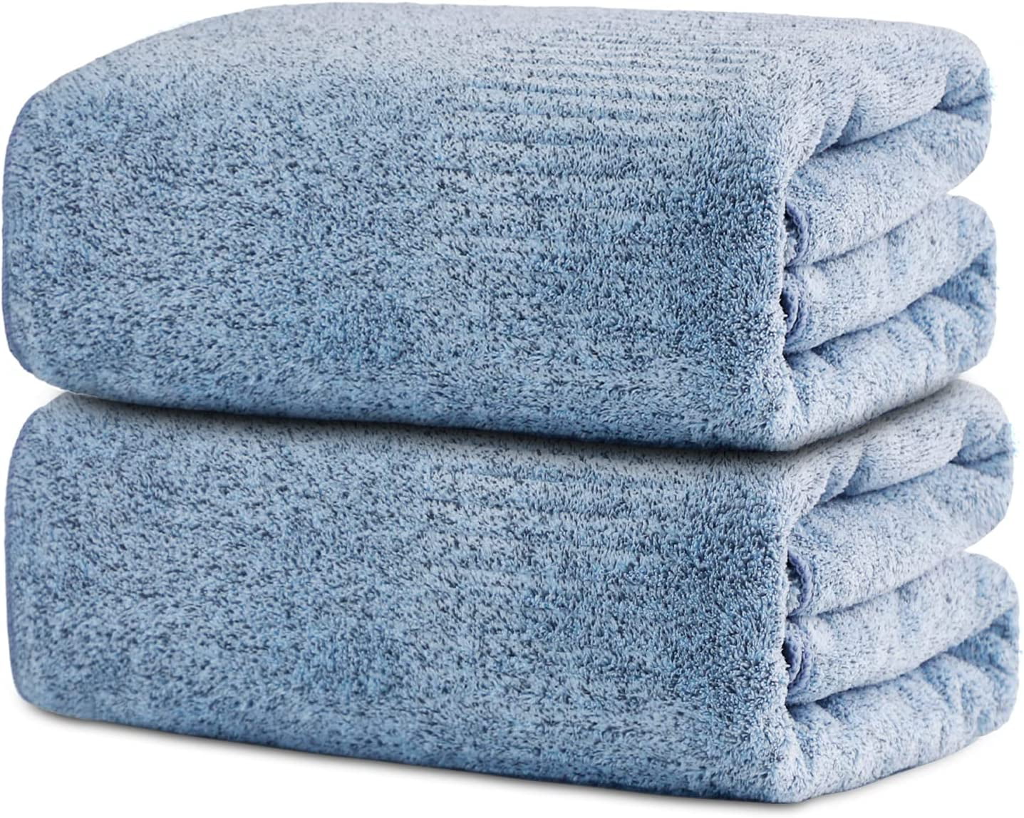 SEISSO Large Bath Towels for Bathroom, 35 x 63 inches Viscose Made from  Bamboo Bath Sheets, Family Dorm Super Soft Jumboo Towel Set for Fitness,  Sports, Pool, Spa, Gym, Travel, Light Blue(2