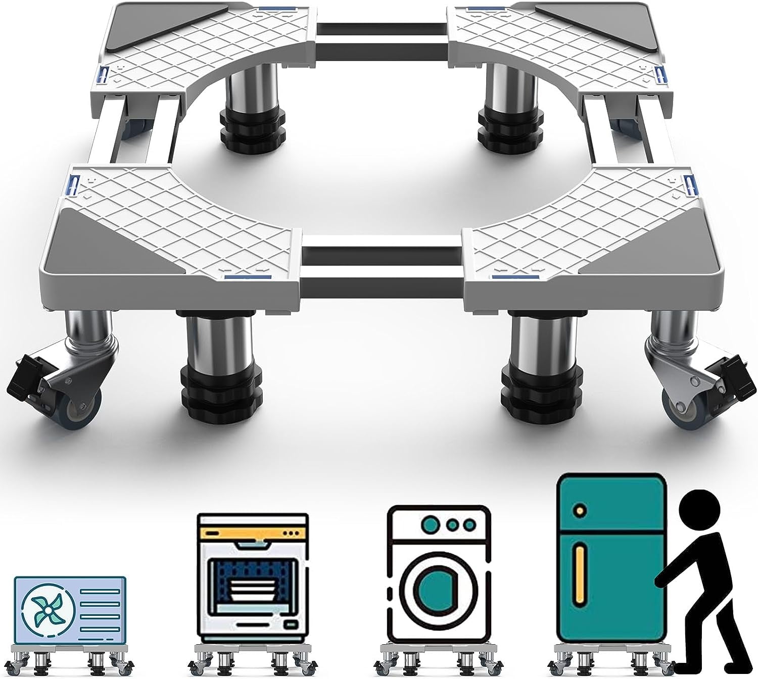 SEISSO Mini Fridge Stand with 4 Heavy Duty Feet 4 Locking Wheels