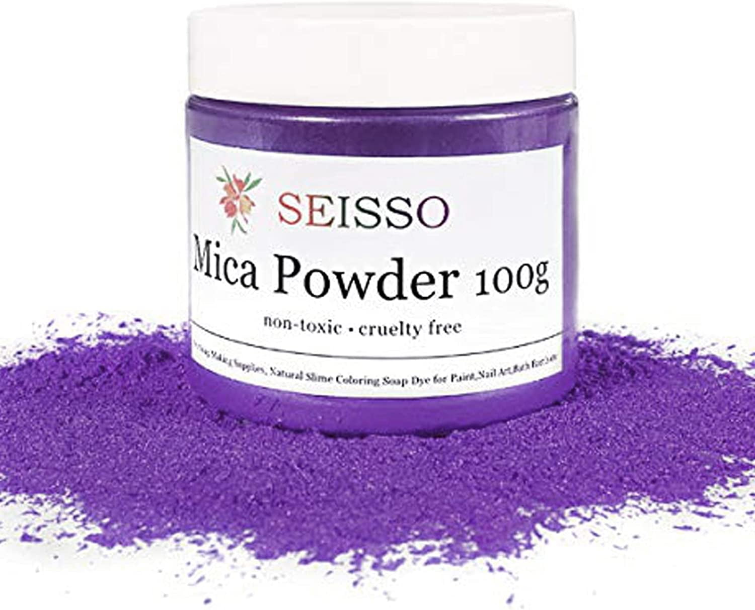SEISSO Purple Mica Powder Violet Natural Epoxy Resin Dye 3.5 Ounces/ Bottle  Pigment Powder for Soap Making, Slime, Nail Ar , Paint and Bath Bomb  Colorant 